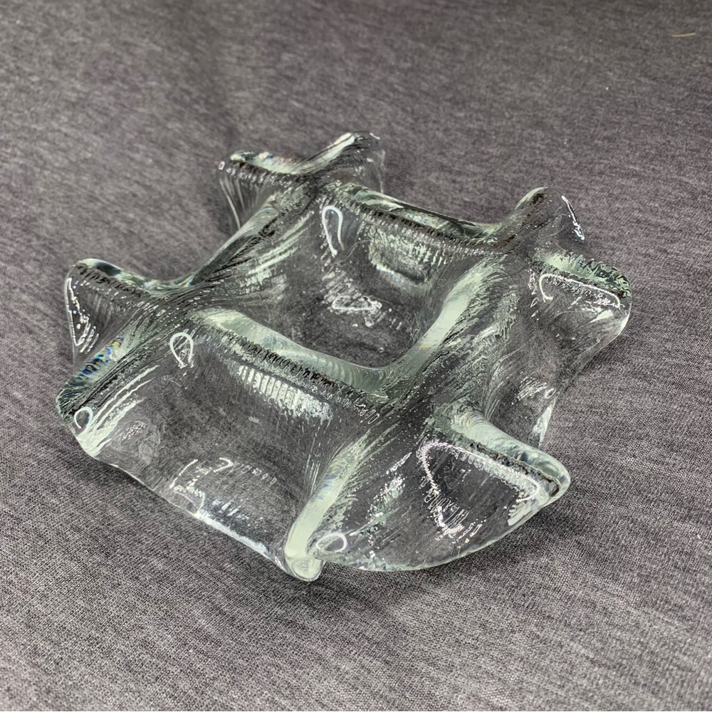 Scandinavian Art Glass Candle Holder Tic Tac Toe Design